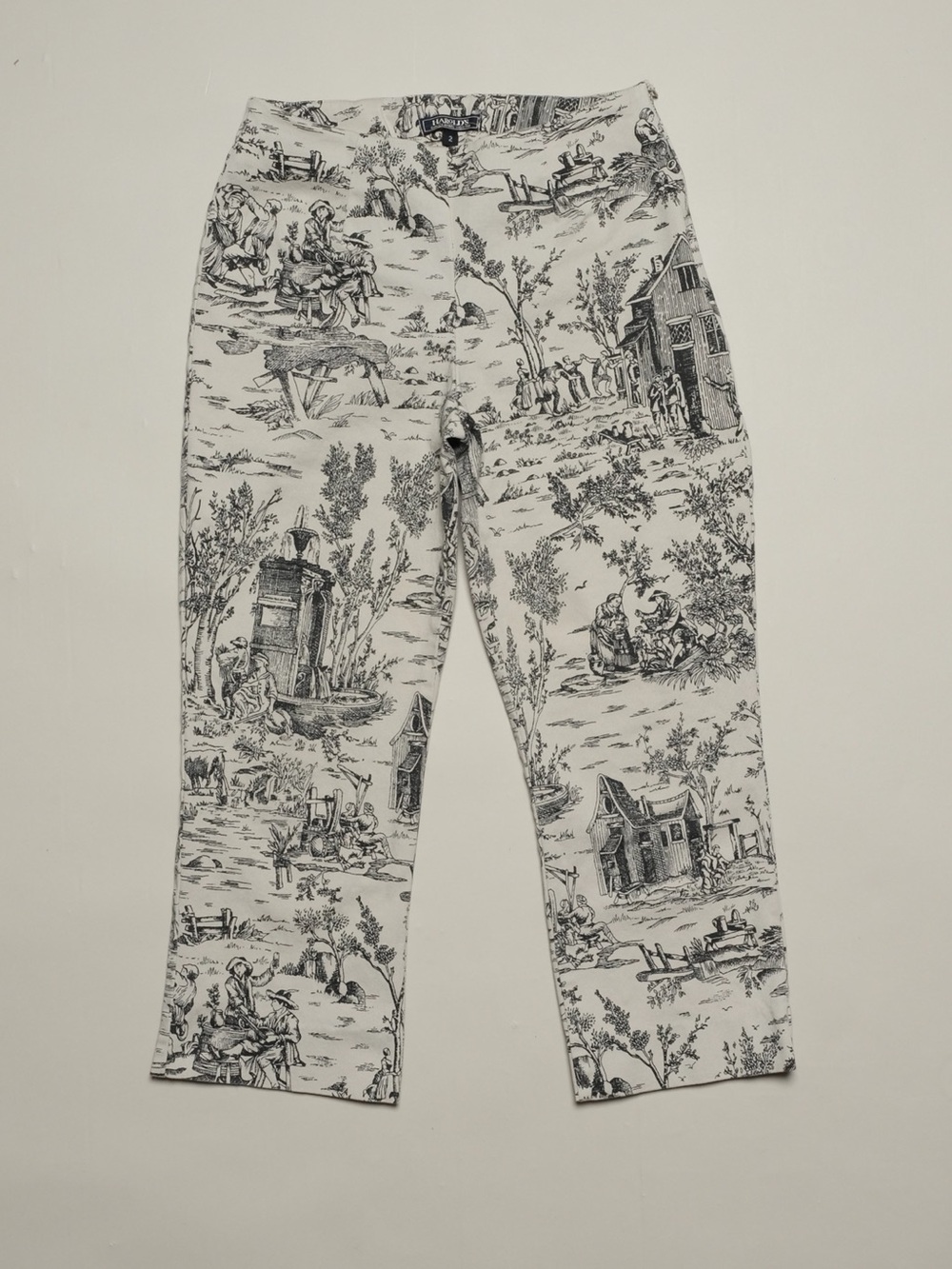 Y2k Harold's Toile de Jouy Print Cotton Capri Pants - Size 2